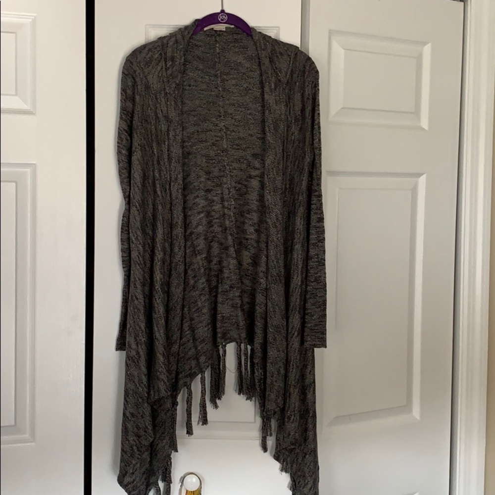 Charcoal cardigan with hood